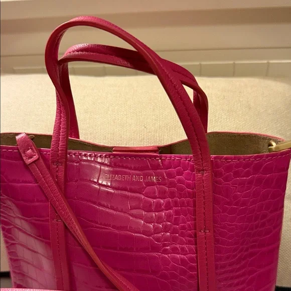 Elizabeth and James Fuchsia Croc-Embossed Tote - Picture 3 of 11